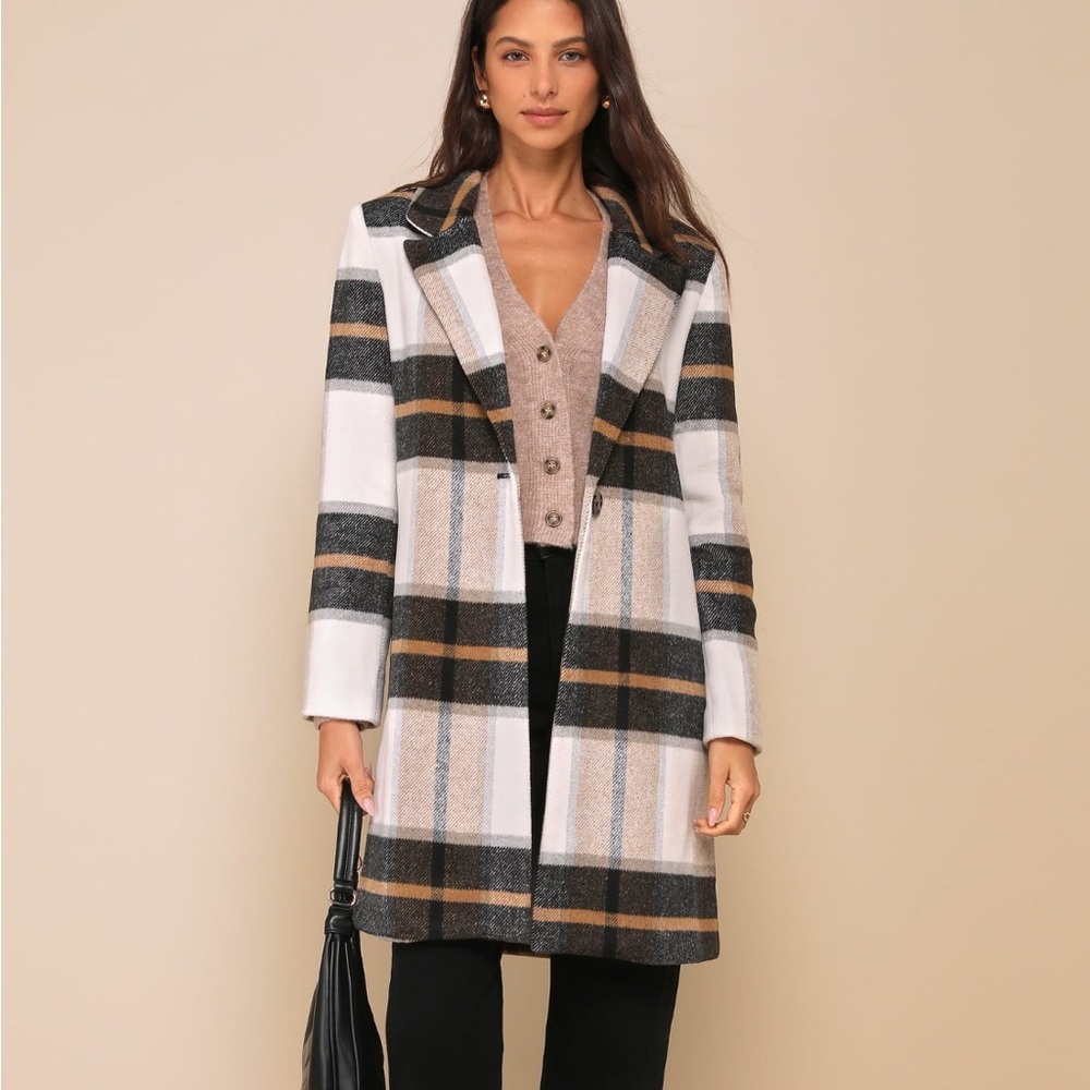 Steve Madden plaid wool blend coat